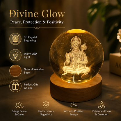 Lord Hanuman 3D Laser LED Crystal Ball