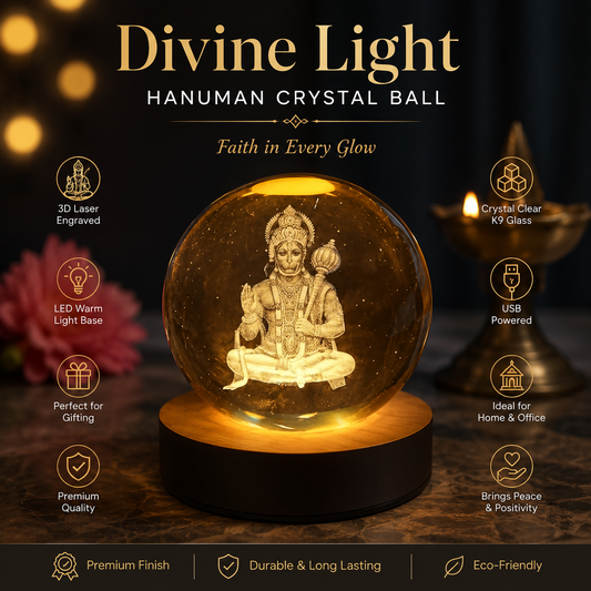 Lord Hanuman 3D Laser LED Crystal Ball