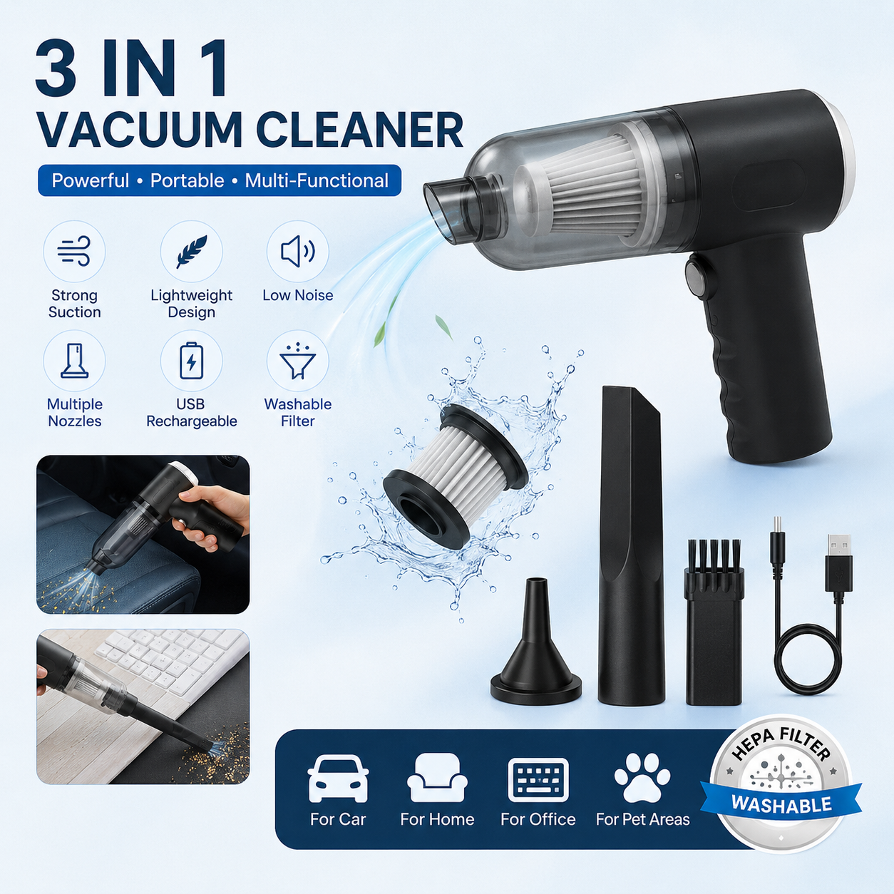 Smart 3-in-1 Portable Vacuum Cleaner